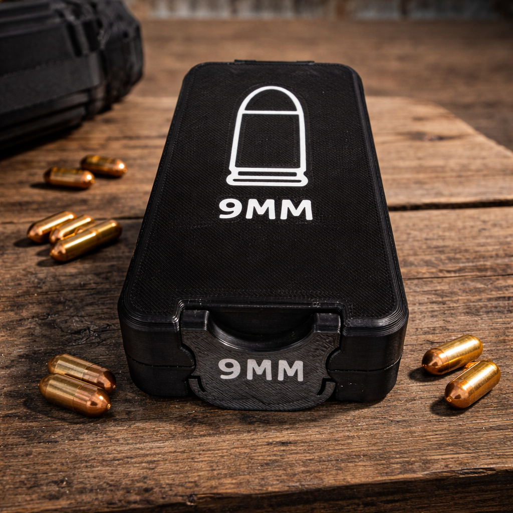 50 Round 9mm Ammo Box | 3D Printed Storage Case | Tactical Range Organizer