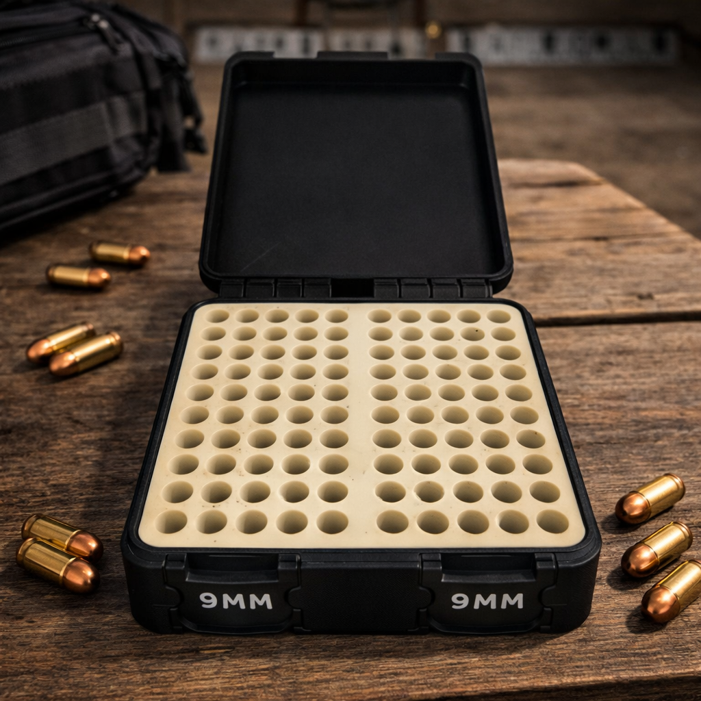 100 Round 9mm Ammo Box | 3D Printed Storage Case | Tactical Range Organizer