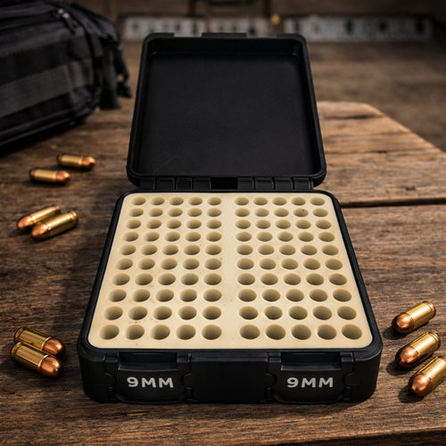 100 Round 9mm Ammo Box | 3D Printed Storage Case | Tactical Range Organizer